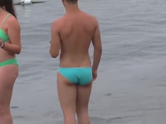 Tight blue speedo bulge and ass