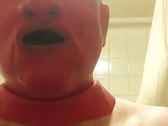 play in red gimp mask