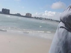 Hairy Bear Jerks Off on a Public Beach - Big Cum Shot6666