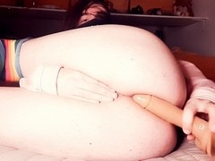 Femboy Spooksy_07 gets filled with cum after some intense bum play