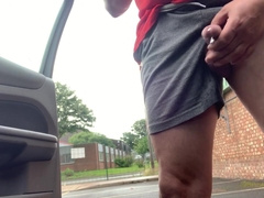 Pissing and jizz flow on carpark