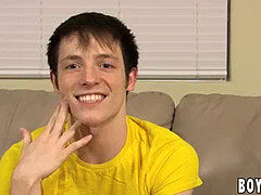 Flexible twink jerks off his ample manhood really rock hard