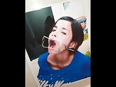 Cum Tribute girl Open mouth whit Ring Metal