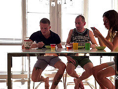 Bisexual threesome, almost caught, russian gays