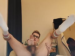 Fag boy Fulton Craig quick cum with white socks on