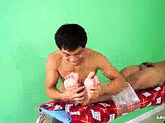 Asian dude Josh bound and kittled