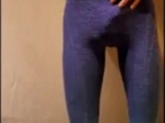 cute sissy in leggings with a bulge 12