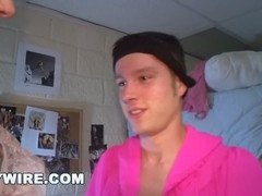 Gay twink fun with the freshmen in the fraternity