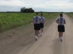 Gay troopers go train in the woods for gangbanging in public