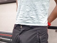 Kneel down quickly. I can't hold it anymore. Precum and huge piss