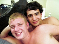 Hot young couple gay boys fucking their asses on the bad