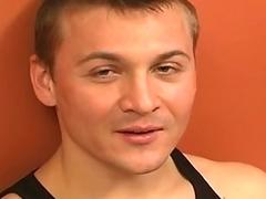 Horny gay dude enjoys jerking his big fat cock