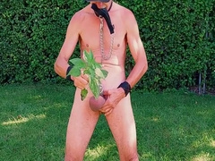 Uncut, Unmasked Slave Exposed Outdoor Urethra Sounding In Penis Cage With Nettle Bdsm Cbt 4 Min - Solo Boy