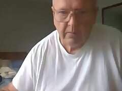 old man jerking his big dick