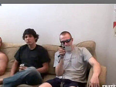 Frat dude Jacob Marteny gets a wild oral job and enjoys gay anal pounding