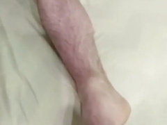 Bulky man is showcasing assets and masturbating off in home