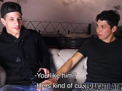 Straight Latino curiously rides a thick throbbing cock hard