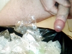 John is pissing and cumming in the trash