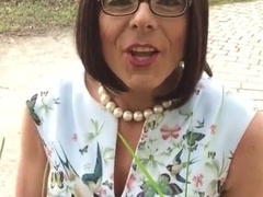 fem-gasm in a summer sundress in the woods