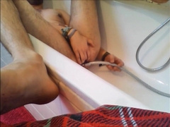 Twink Uses Shower Head for Enema and Masturbates