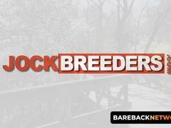 Muscular and hunk Brogan Reed got spit-roasted in threeway by Joshua James and Logan