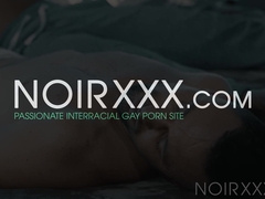 Ebony Jacen Zhu receives intense anal fucking from two white muscled guys