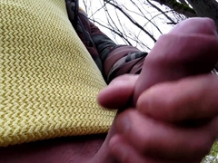 Jerk Off In The Woods With Close Up Uncut Cock And Balls