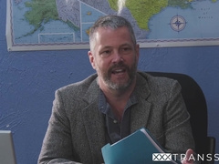 Wicked TS Natalie Mars fucks on table before swallowing cum