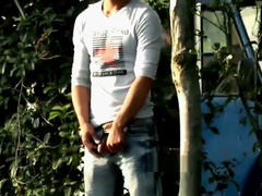 chinese guys pissing outdoors