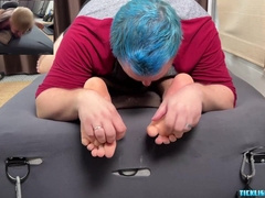 Blonde Obese Father Wrap His Marionette Teddy