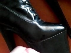 my submissive man is chasing a cock on my pleaser boots