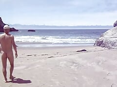 Taking a stroll at Bonny Doon nude beach in CA