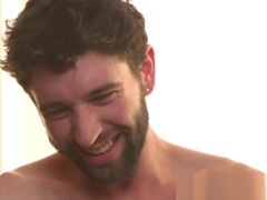 Tattooed edging bdsm restrained and jerked