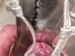 Silver sandals fucked and cummed