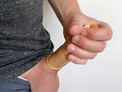 Condomed Cock Play With Pre-Cum (Close-up)