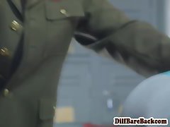 Uniformed dilf blows on cadets asshole