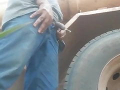 Trucker pissing