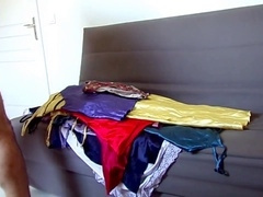 Crossdresser handjob, gay lingerie, crossdresser cum