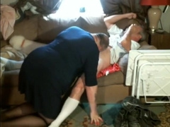 Crossdresser sucking mature buddies cock and swallows it all 4