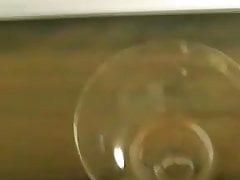 precum leak squirt in glass