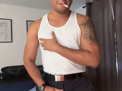 Nipple teasing and salivating precum action