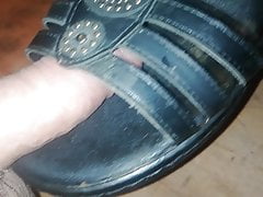 Finally cumming on mom's shoes sandals mules cum shoefuck