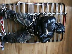 Restrained in the straitjacket for tickling