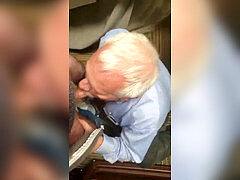 clad daddy on his knees deep throating chisel