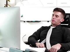 Rubbing Dick in the Office Caught by Boss