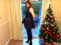 Christmas Wanking in Thigh-High Boots