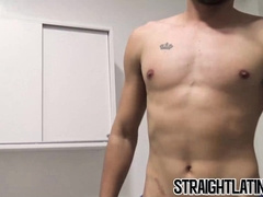 Straight jock jerks off his rock hard cock during POV fuck