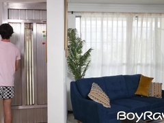 Latino twink Justin Hosts tight hole meets Milo Thunders big raw cock