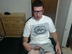 Cute nerdy boy cum to face on webcam 5