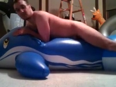Inflatable huge blue doulphin love